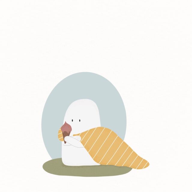 summer time for ghostie: holding on to his beach towel while enjoying some ice cream ☀️
.
.
.
.
.
#digitalart #noai #summervibes #summerillustration #cozyart
